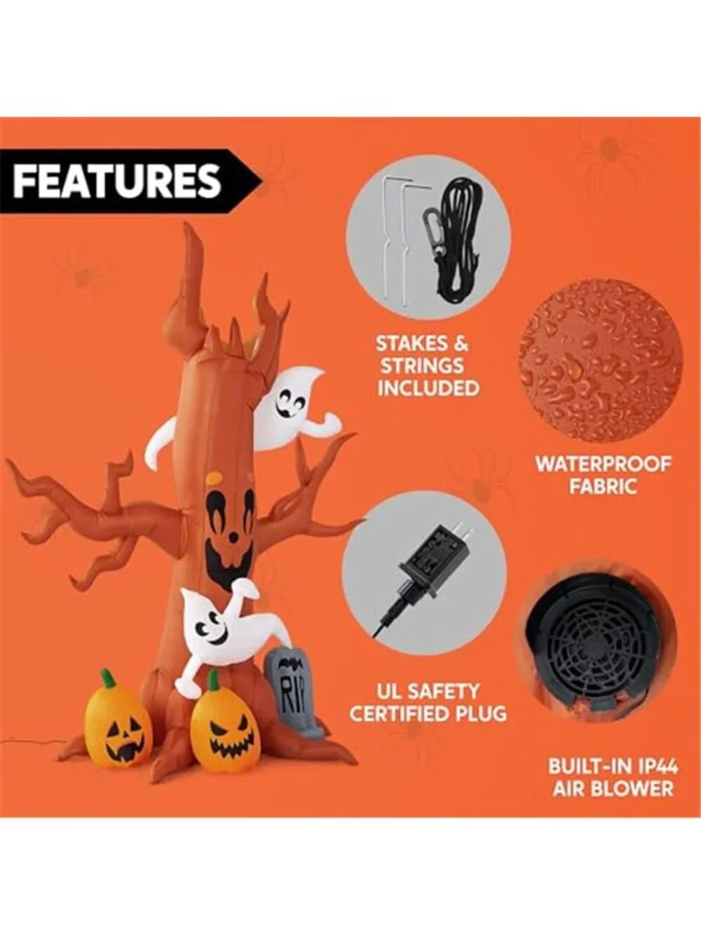 8FT Halloween Inflatable Scary Tree with Ghost Decor,Blow Up